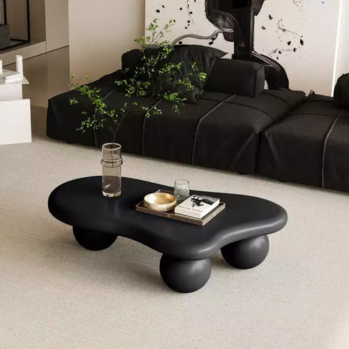 40 Cloud Coffee Table with Ball Legs, Modern Irregular Center Table for Living Room, Black