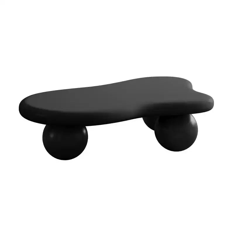 Table basse nuage de 40 pouces avec pieds sphériques, table basse centrale irrégulière et moderne pour salon, noire