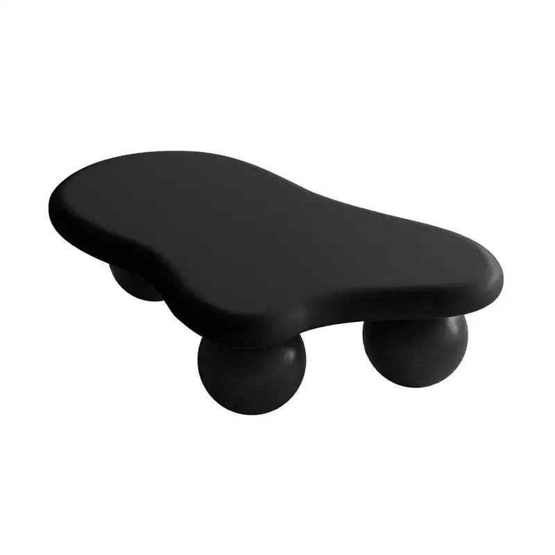 Table basse nuage de 40 pouces avec pieds sphériques, table basse centrale irrégulière et moderne pour salon, noire