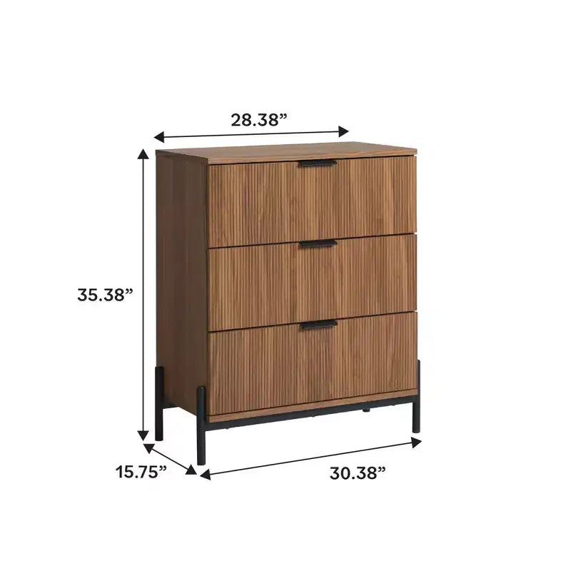Commode 3 tiroirs à façades cannelées