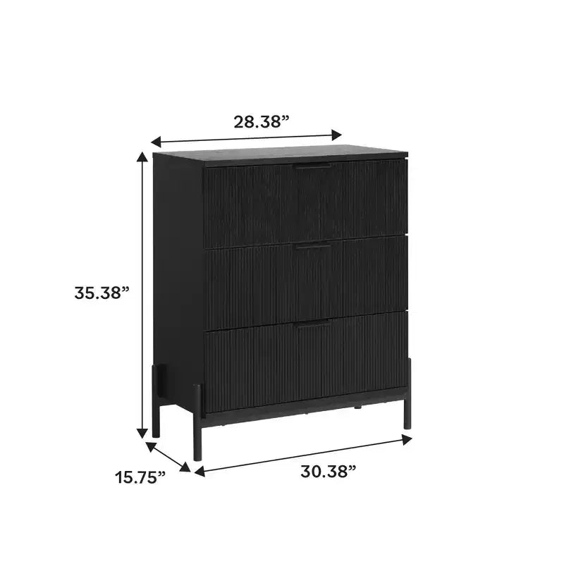 Commode 3 tiroirs à façades cannelées