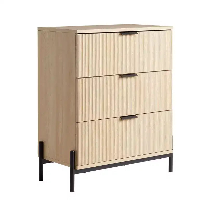 Commode 3 tiroirs à façades cannelées