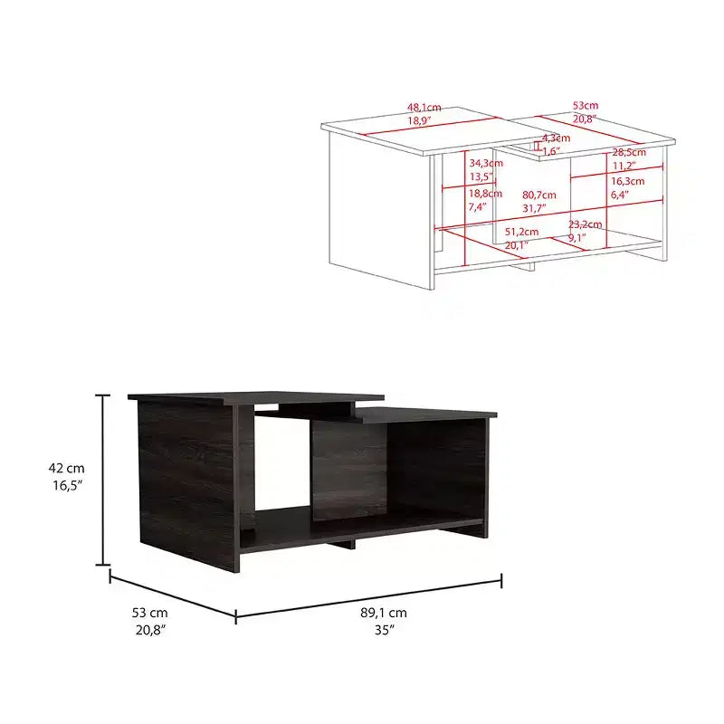 Table basse, étagère inférieure ouverte - Espresso