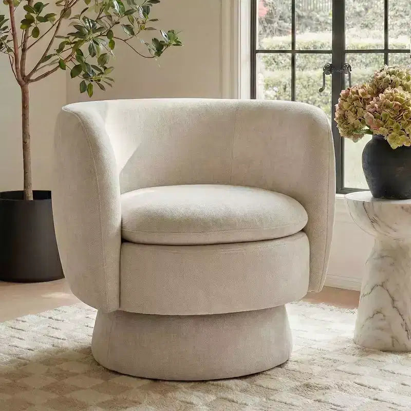 Fauteuil pivotant moderne en tissu capitonné, fauteuil lounge d'appoint rotatif à 360° pour salon, chambre à coucher