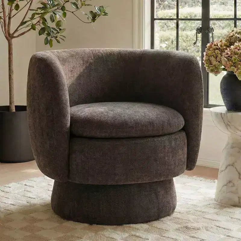Fauteuil pivotant moderne en tissu capitonné, fauteuil lounge d'appoint rotatif à 360° pour salon, chambre à coucher