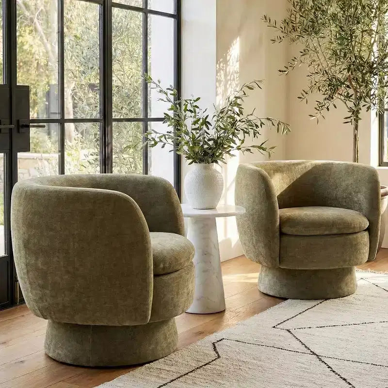 Fauteuil pivotant moderne en tissu capitonné, fauteuil lounge d'appoint rotatif à 360° pour salon, chambre à coucher