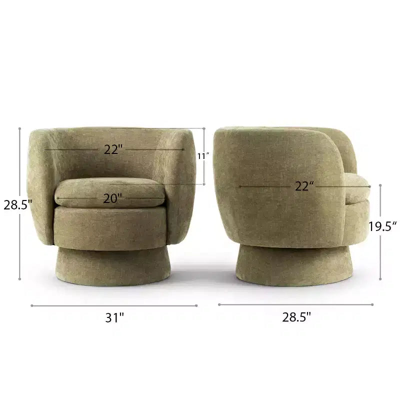 Fauteuil pivotant moderne en tissu capitonné, fauteuil lounge d'appoint rotatif à 360° pour salon, chambre à coucher