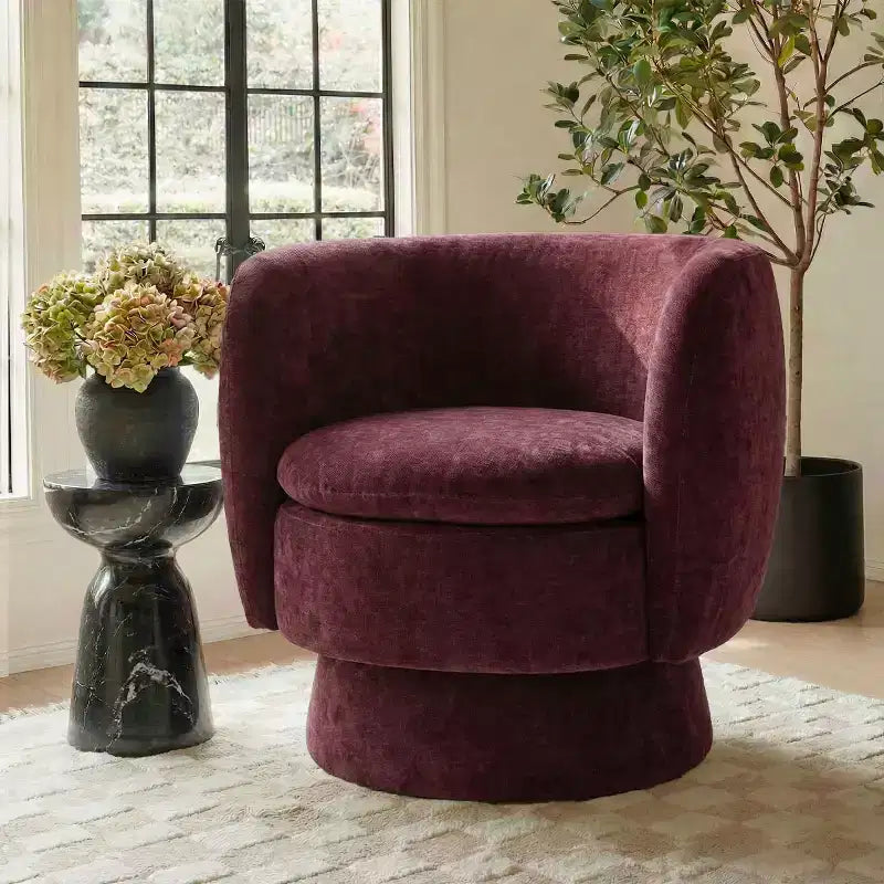 Fauteuil pivotant moderne en tissu capitonné, fauteuil lounge d'appoint rotatif à 360° pour salon, chambre à coucher
