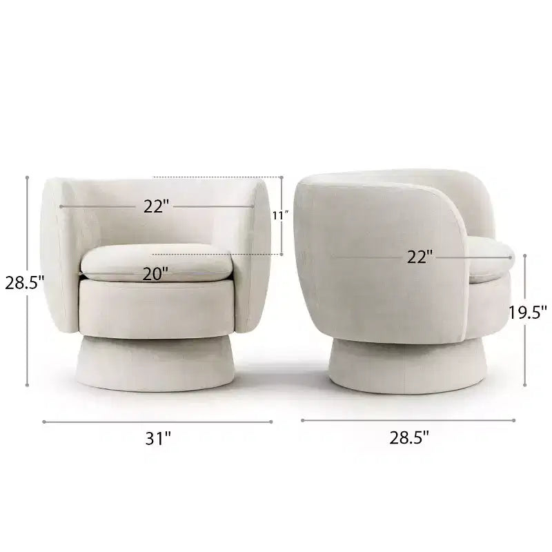 Fauteuil pivotant moderne en tissu capitonné, fauteuil lounge d'appoint rotatif à 360° pour salon, chambre à coucher
