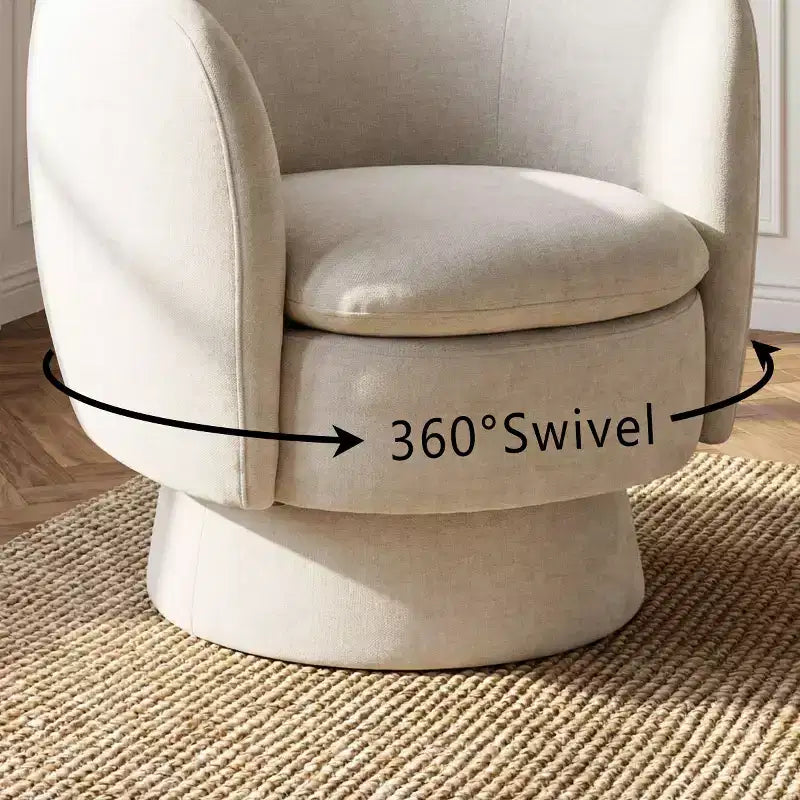 Fauteuil pivotant moderne en tissu capitonné, fauteuil lounge d'appoint rotatif à 360° pour salon, chambre à coucher