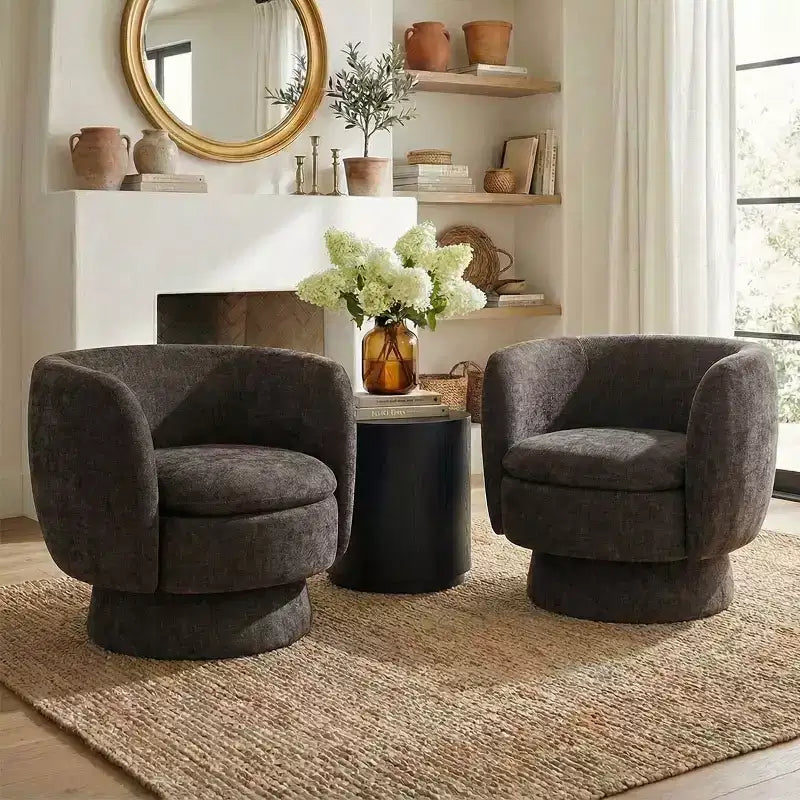 Fauteuil pivotant moderne en tissu capitonné, fauteuil lounge d'appoint rotatif à 360° pour salon, chambre à coucher