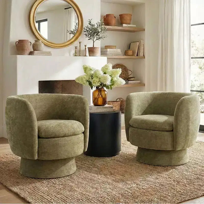 Fauteuil pivotant moderne en tissu capitonné, fauteuil lounge d'appoint rotatif à 360° pour salon, chambre à coucher