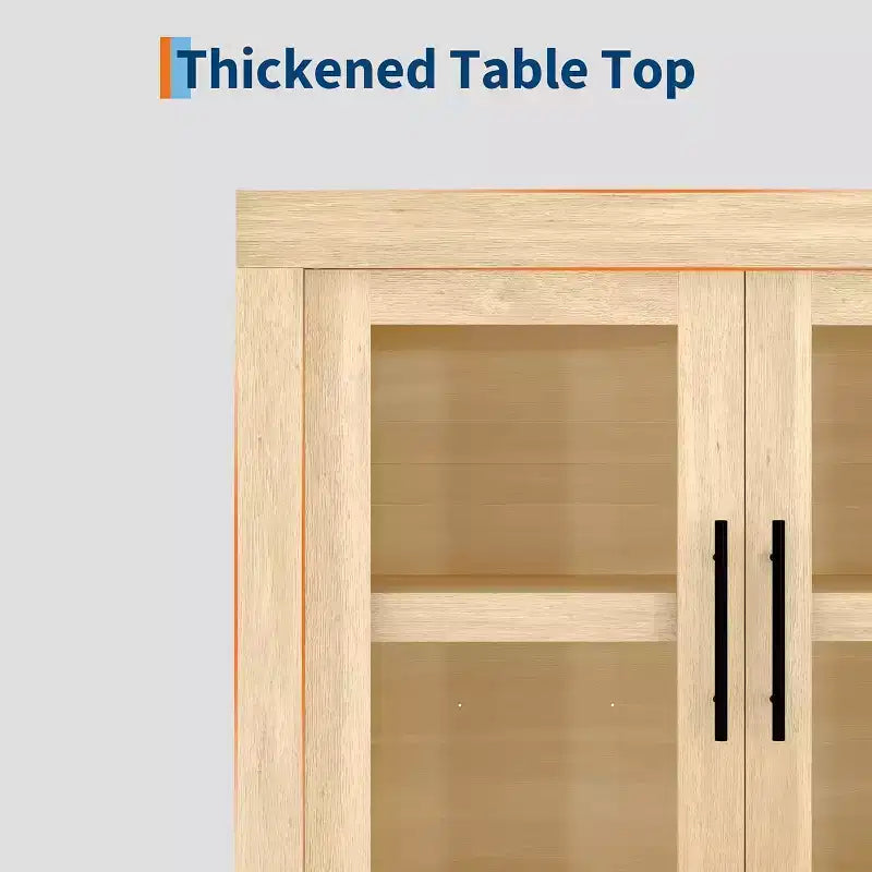 Buffet de couloir, meuble de bar à café, table console de cuisine avec 4 portes vitrées, crédence de rangement, table de buffet