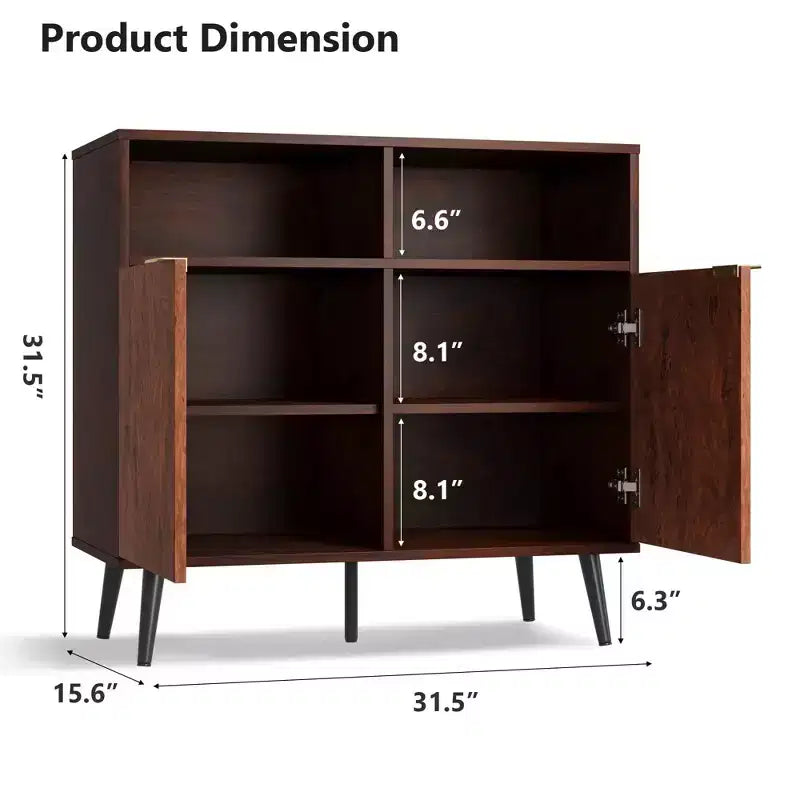 31,5 Meuble de Rangement Noyer et Loupe - Buffet d'Appoint Compact pour Salle à Manger, Salon ou Entrée