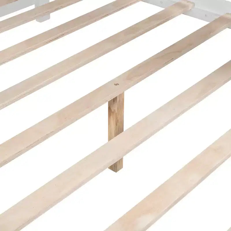 Lit cabane en bois avec 2 tiroirs et étagère de rangement pour enfants, blanc