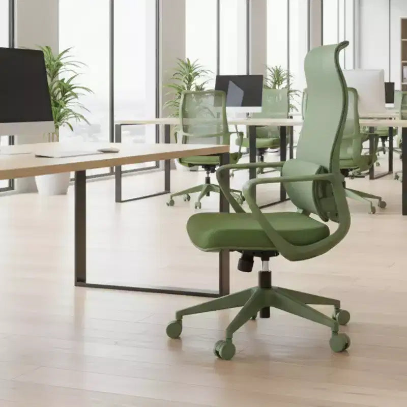 Chaise de bureau moderne ergonomique à dossier haut respirant avec support lombaire réglable
