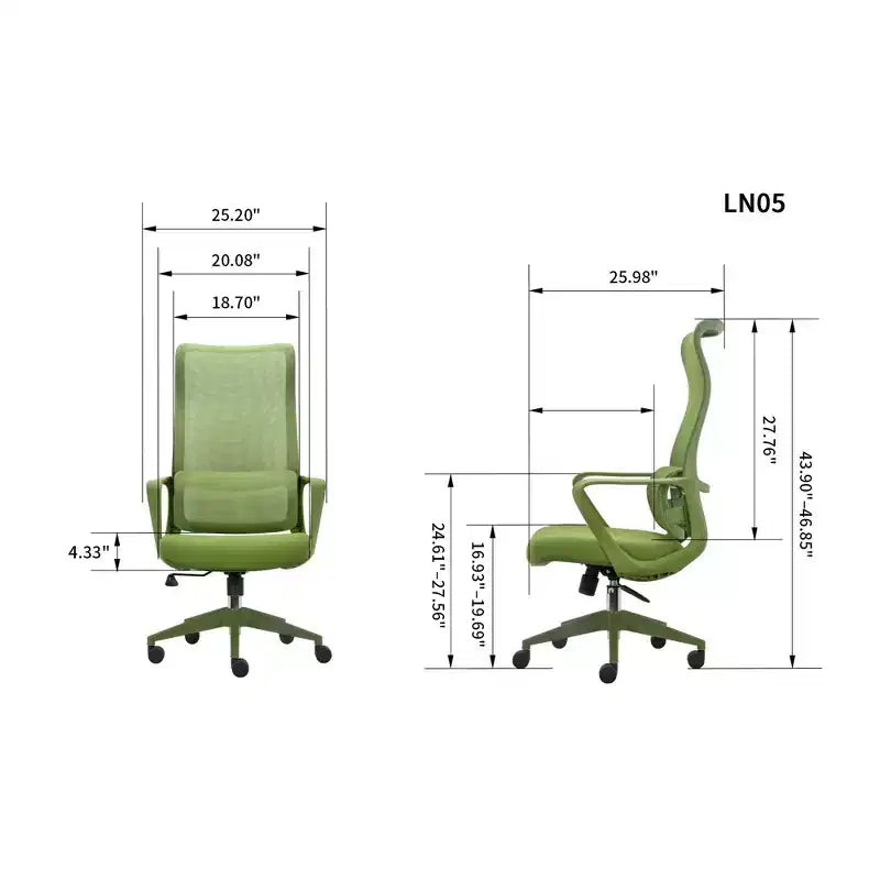 Chaise de bureau moderne ergonomique à dossier haut respirant avec support lombaire réglable