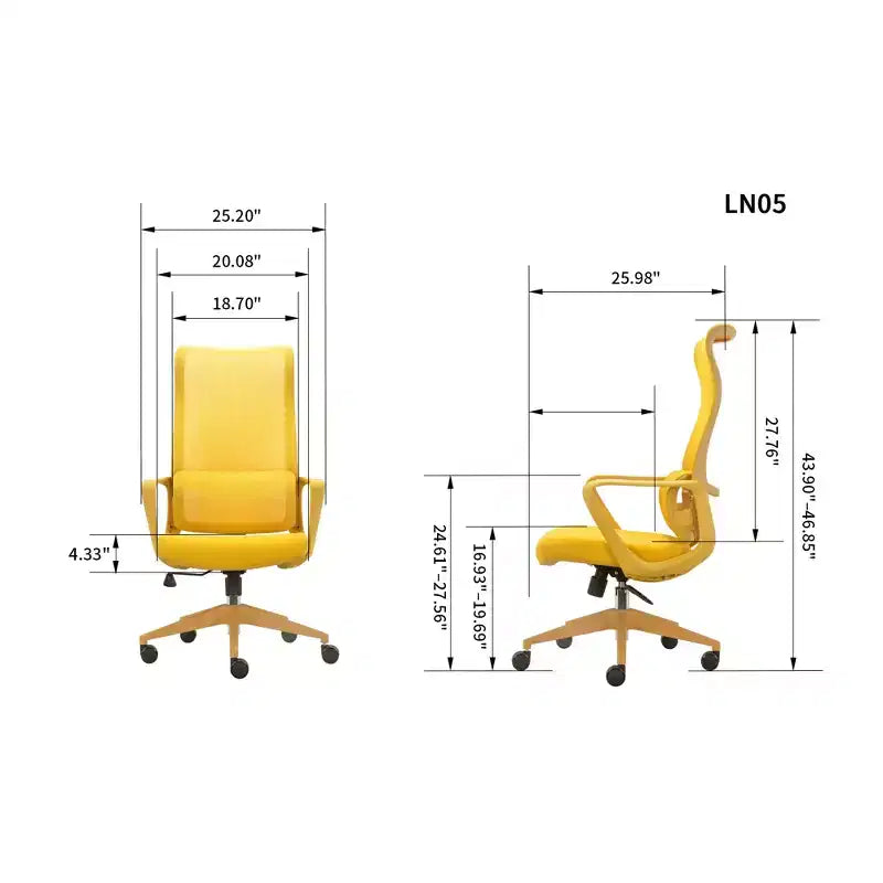Chaise de bureau moderne ergonomique à dossier haut respirant avec support lombaire réglable