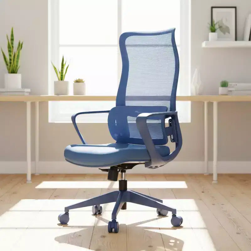 Chaise de bureau moderne ergonomique à dossier haut respirant avec support lombaire réglable