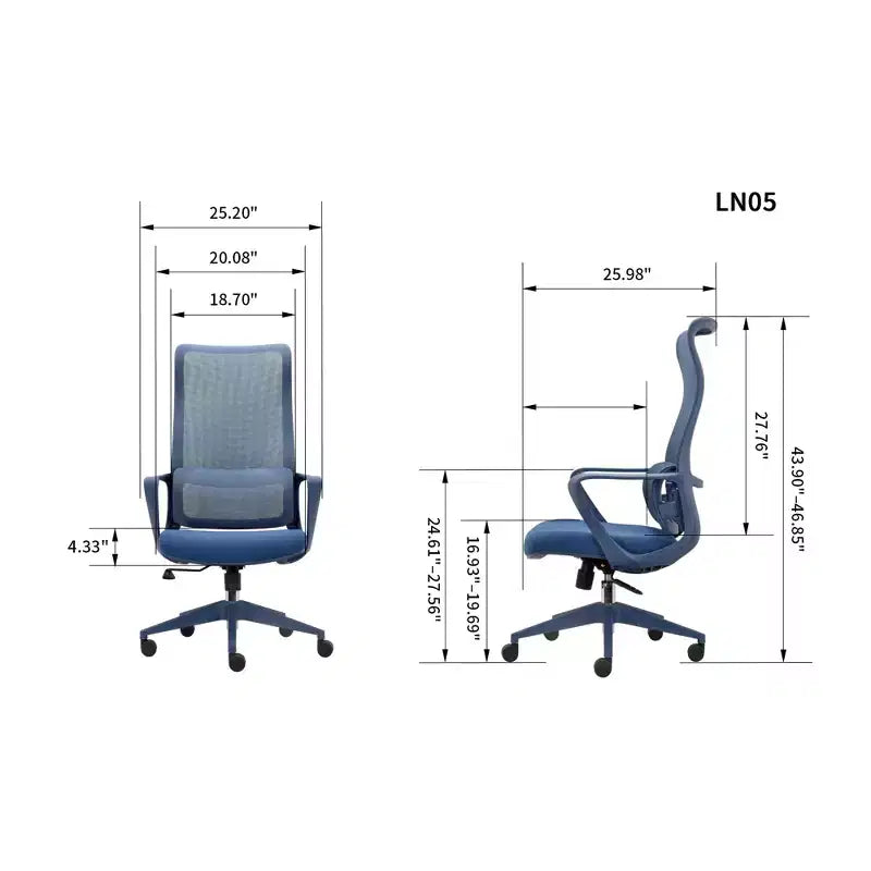 Chaise de bureau moderne ergonomique à dossier haut respirant avec support lombaire réglable