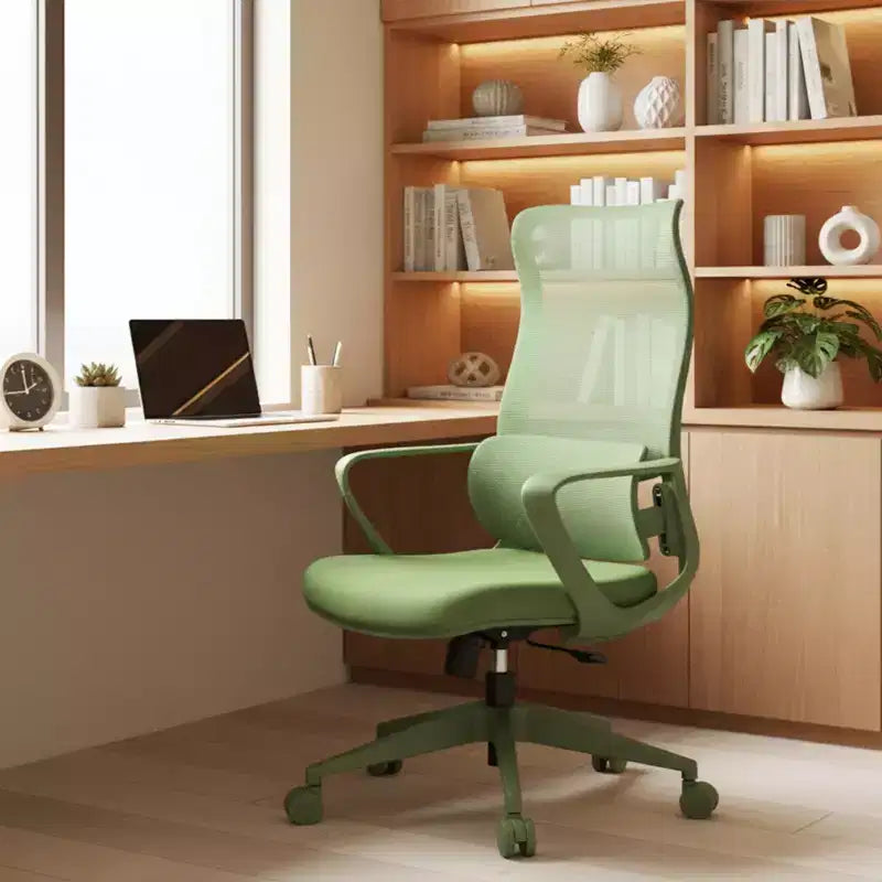 Chaise de bureau moderne ergonomique à dossier haut respirant avec support lombaire réglable