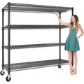 4-Tier Heavy Duty Metal Shelving Unit, Adjustable Height & Feet, Thickened Sturdy Construction, High Load Capacity for Garage & Pantry