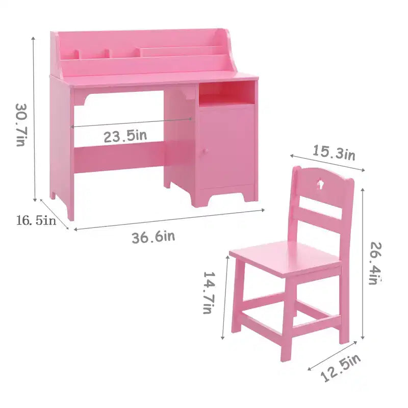 Bureau et chaise pour enfants en bois avec étagère de rangement, poste de travail et d'étude avec armoire et bibliothèque pour chambre ou salle de jeux