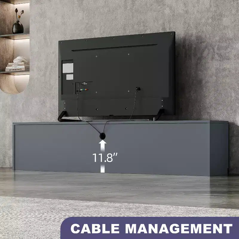 Meuble TV moderne de 300,2 cm pour téléviseurs de 55/65/75 pouces, console média comprenant un meuble TV et 2 tiroirs de rangement pour salon