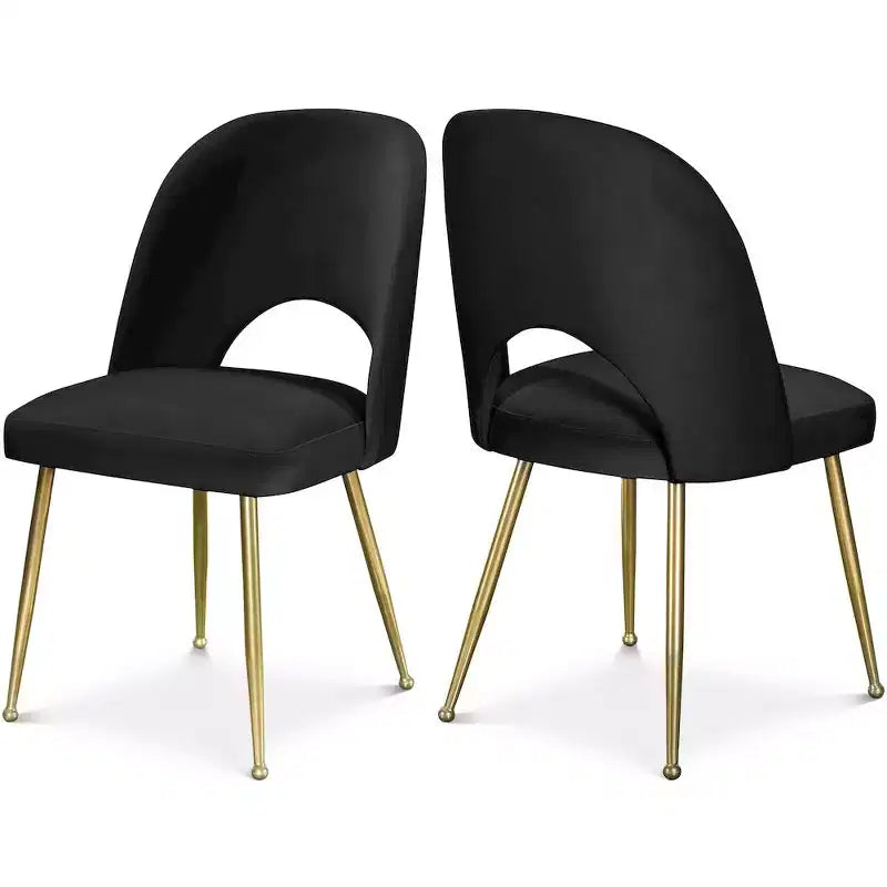 Meridian Furniture Logan Black Velvet Dining Chair, Set of 2