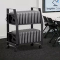 Chariot de recharge pour ordinateurs portables, station de recharge mobile ouverte à 32 appareils avec roulettes, pour tablettes et et ordinateurs portables jusqu'à 15,6 pouces, noir