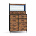 Acekool Smart Dresser, 11 Fabric Drawers, Charging Station w/ 2 AC 2 USB & Wireless Pad, App-Controlled RGB LED Lights, Anti-Tip, Brown