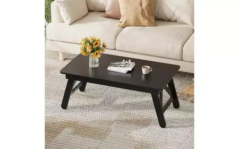 Table basse pliable, petite table basse compacte et contemporaine sans assemblage nécessaire pour salon, maison, petit espace, noire