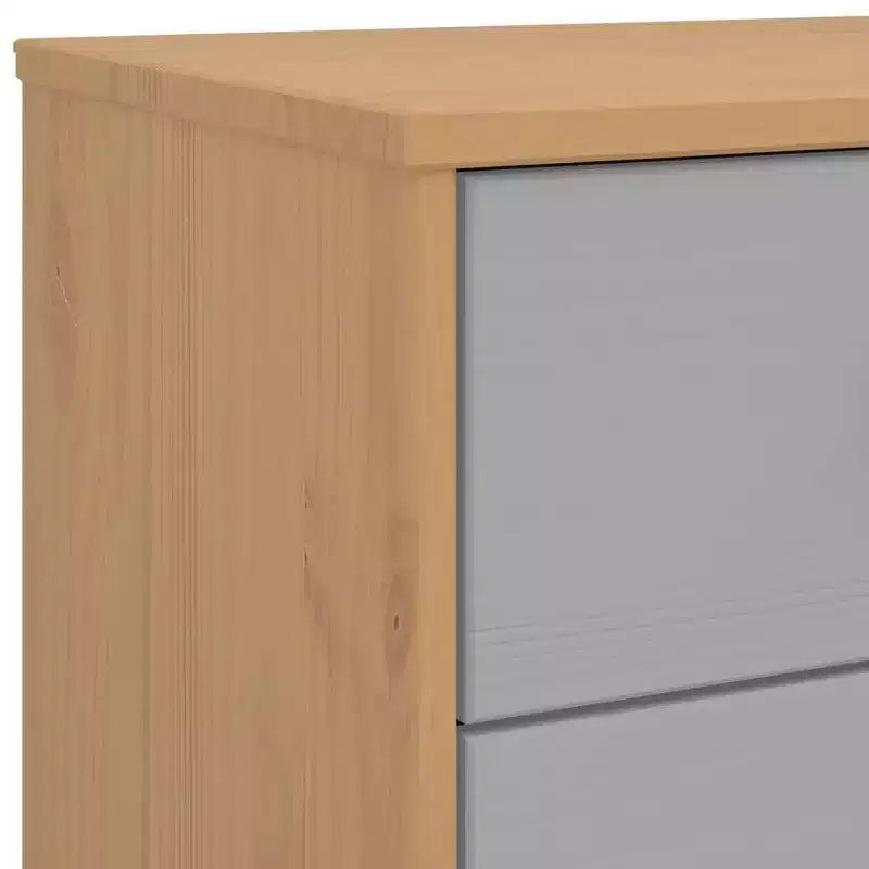 Commode Gris et Marron Bois de Pin Massif, Bois d'Ingénierie