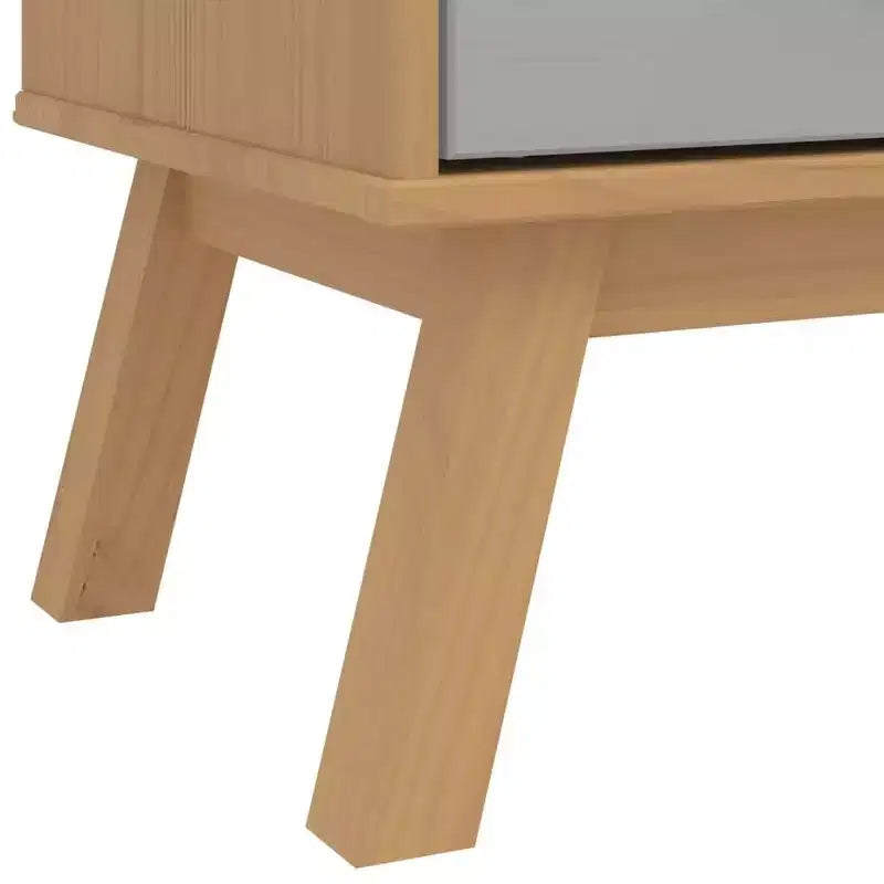 Commode Gris et Marron Bois de Pin Massif, Bois d'Ingénierie