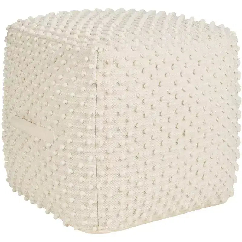 Mina Victory Lifestyle Loop Dots 16 x 16 x 16 Ivory Indoor Poufs