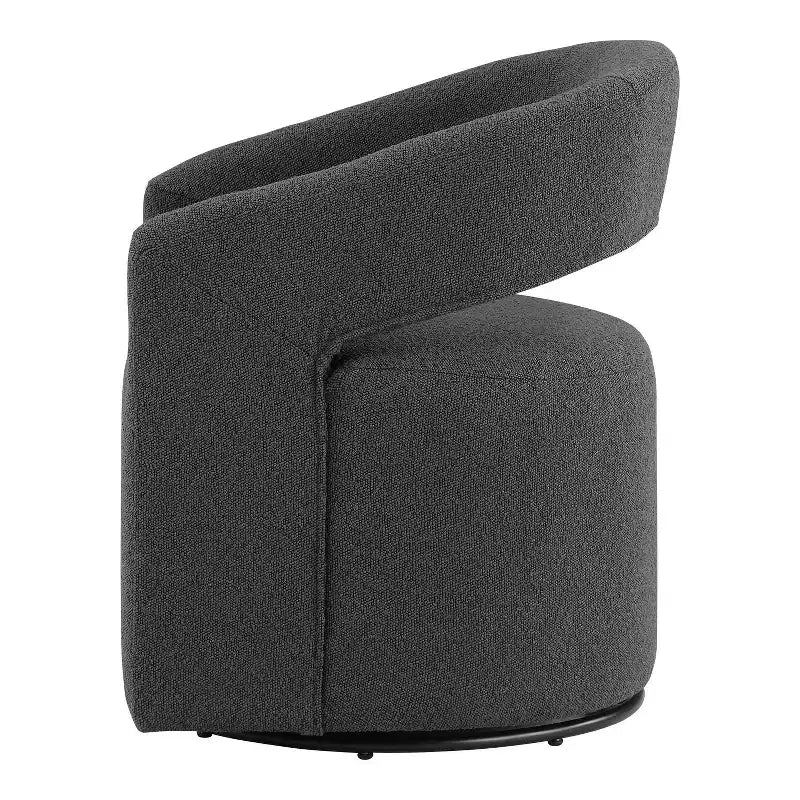 Fauteuil tonneau pivotant moderne en bouclé avec dossier ouvert