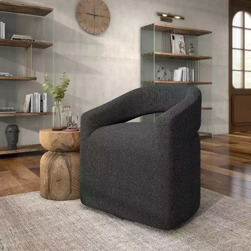 24/7 Shop At Home Stormherald Modern Boucle Upholstered Swivel Barrel Chair with Open Back